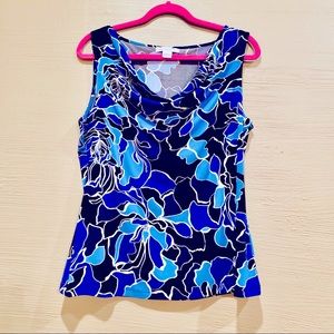 🦋Liz Claiborne Floral Draped Sleeveless Blouse